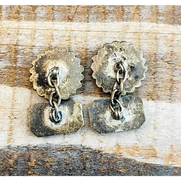 Antique 5 pcs 850 Silver Cannetille Filigree Brooch Cufflinks Earrings Arrow - Picture 7 of 8